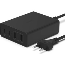 108W Gan USB Çoklu Şarj Istasyonu, 2 USB Type-C And 2 USB A Hızlı Masaüstü Şarj Istasyonu (Macbook, Pro, Air, Iphone, Pro, Max, Mini, iPad Pro, Air - Siyah)