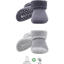 Nessiworld  Bistyle Çemberli Kaymaz Havlu Soket Çorap 2'li BS10503 Gri-Antrasit