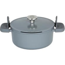 Leo Phantom Kapaklı Yapışmaz Tencere 24 cm Smoked Grey