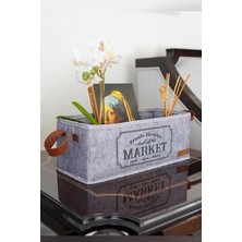 Deri Kulplu Özel Tasarım Malzeme Kutusu Hurç Organizer Ev Banyo Mutfak Ev Gereci 32X13X14CM - 1044