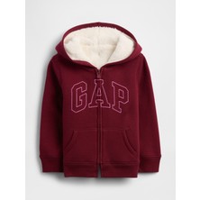 Gap Kız Bebek Bordo Gap Logo Sherpa Astarlı Sweatshirt