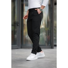 Erkek Beli Bağcıklı Duble Paça Örme Pamuklu Kumaş Jogger Pantolon