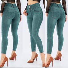 Yüksek Bel Likralı Jean Pantolon 90 cm