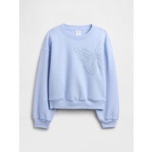 Gap Kız Çocuk Bebe Mavisi Oversized Bisiklet Yaka Sweatshirt