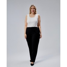 Dekorati̇f Düğmeli̇ Arka Bel Lasti̇kli̇ Büyük Beden Pantolon