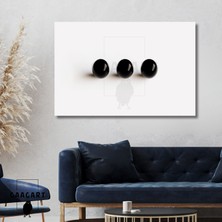 Tekli Yatay Kanvas Duvar Tablosu Üç Siyah Bilye