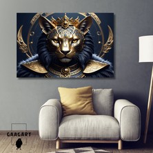 Tekli Yatay Kanvas Duvar Tablosu Asker Aslan 3D Gold Detaylı