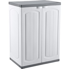 Omnipazar CLK-805 Plastik 2 Kapaklı Çok Amaçlı Banyo Dolabı Demonte Beyaz