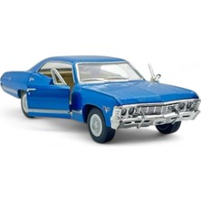 Çek Bırak Metal Model Klasik Oyuncak Araba 1967 Chevrolet Impala Mavi