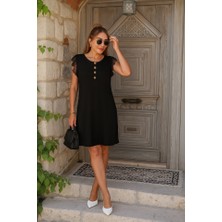 Mç Plus Kadın Kısa Dantel Kollu Önden Düğmeli Viskon Elbise