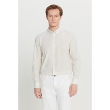 Pamuklu Tailored Slim Fit Dar Kesim Düğmeli Klasik Yaka Çizgili Gömlek