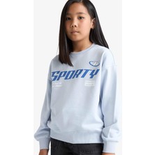 DeFacto Relax Fit Bisiklet Yaka Baskılı Sweatshirt Kız Çocuk E6760A825AU