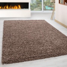 Yüksek Tüylü 30 mm Hav Yüksekliğinde Düz Mokka Açık Kahverengi Renkli Shaggy Halı