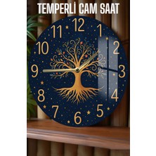 Hayat Ağacı Tasarımlı Temperli Cam Duvar Saati – 33 cm CSDW444