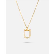 Meks Jewels 14 Ayar Altın Kişiye Özel Zirkon Taşlı Harf Kolye