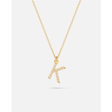 Meks Jewels 14 Ayar Altın Kişiye Özel Zirkon Taşlı Harf Kolye