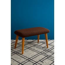 Eda Hacıoğlu Edam Bedding Group Peluş Teddy Kumaş Pofidik Ahşap Ayaklı Geniş Oturum Alanlı Puf Bench
