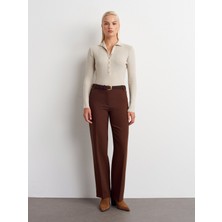 72172 Orta Bel Kumaş Pantolon-Kahve