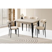 Yuvaset Home Mobilgen Sidon 4 Adet Gözde Sandalye 120+60 Arda Açılabilir Masa Takımı