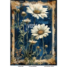 Lacivert Serisi VBS16 Mavi, Çiçek, Portre Desenli 30*42 cm Pirinç Dekopaj