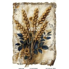 Lacivert Serisi VBS22 Mavi, Çiçek, Portre Desenli 30*42 cm Pirinç Dekopaj
