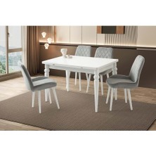 Yuvaset Home Mobilgen Beyaz 4 Adet Fulya Sandalye 120+60 Arda Açılabilir Masa Takımı