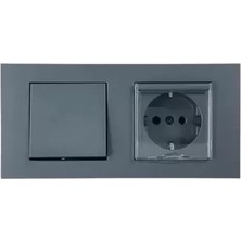 Ovivo Grano Füme Ikili Set Anahtar + Kapaklı Topraklı Priz