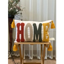 Bugi Home Collection Tekli Premium Punch Işlemeli Nakışlı Çok Renkli Temalı Kırlent Kılıfı Pamuk - Keten