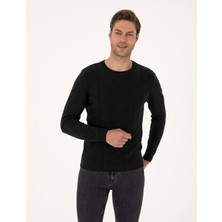 Pierre Cardin Erkek Siyah Slim Fit Bisiklet Yaka Triko Kazak 50315584-VR046