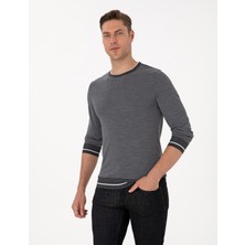 Pierre Cardin Erkek Açık Gri Melanj Slim Fit Bisiklet Yaka Yün Karışımlı Triko Kazak 50315712-VR091