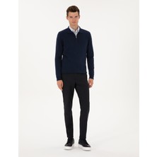 Pierre Cardin Erkek Lacivert Slim Fit Flanel Dokulu Kumaş Pantolon 50317639-VR033