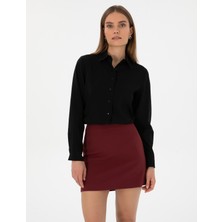Pierre Cardin Kadın Siyah Modal Karışımlı Regular Fit Uzun Kollu Gömlek 50318195-VR046