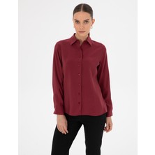 Pierre Cardin Kadın Mürdüm Modal Karışımlı Regular Fit Uzun Kollu Gömlek 50318195-VR074