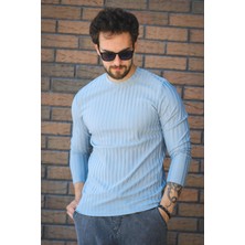 Jordao Fitilli Slim Fit Likralı Bisiklet Yaka Erkek Uzun Kol Tshirt
