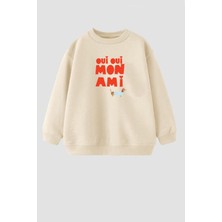 Kız Çocuk Baskılı 3 Iplik Kumaş Pamuklu Sweatshirt