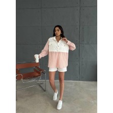 Infivento Gabardin Şort - Gabardin - Çizgili Keten Garnili Ceket Takım - Orange