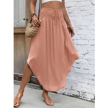 Infivento Kadın Yüksek Bel Belden Bağlamalı Asimetrik Kesim Detaylı Sandy Etek