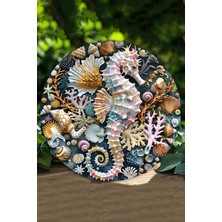 20 x 20cm Dekoratif Ahşap Duvar Süsü – Denizatı ve Mercan Tasarımı DT093