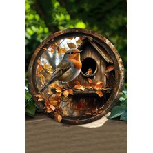 33 x 33cmDekoratif Ahşap Duvar Süsü – Kuş ve Kuş Evi Tasarımı DT091