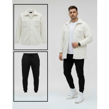 Unisex Trend Kombin Peluş Gömlek Ceket & Jogger Eşofman Takımı