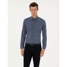 Pierre Cardin Erkek Koyu Mavi Flanel Dokulu Slim Fit Uzun Kollu Gömlek 50316751-VR032