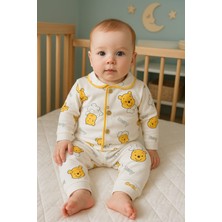 6 Ay 2 Yaş Arası  Bebek Pijama Takımı Düğmeli Yumuşak Dokulu