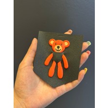 Kabartma Turuncu Silikon Ayı Arma Dikiş Aplike 11X9 cm
