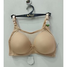 Nergiz Kadın Önü Tül Detaylı Fitilli  C Cup Toparlayıcı Sütyen -Ten