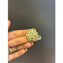 Zirkon Taşlı Çelik Çiçek Broş Yaka Iğnesi 3x3 cm