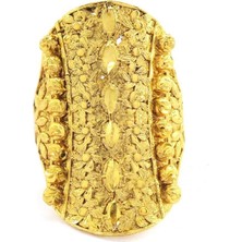 Çelik Yüzük Kadın Altın Kaplama Çiçek Desenli Kaburga YZK-492