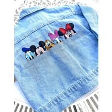 Taş Baskılı Çizgi Film Karakterli Kız Çocuk Kot Ceket