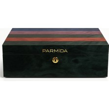 Parmida Çizgi Desenli Ahşap Sedir Humidor Puro Kutusu