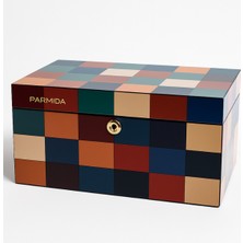 Parmida Dama Desenli Ahşap Sedir Humidor Puro Kutusu