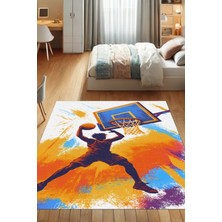 The Reef Design Smaç Basan Çocuk Figürlü Halı Dijital Baskılı Dokuma Kaymaz Tabanlı Yıkanabilir Pati Dostu Antialerjik Genç Odası Halısı